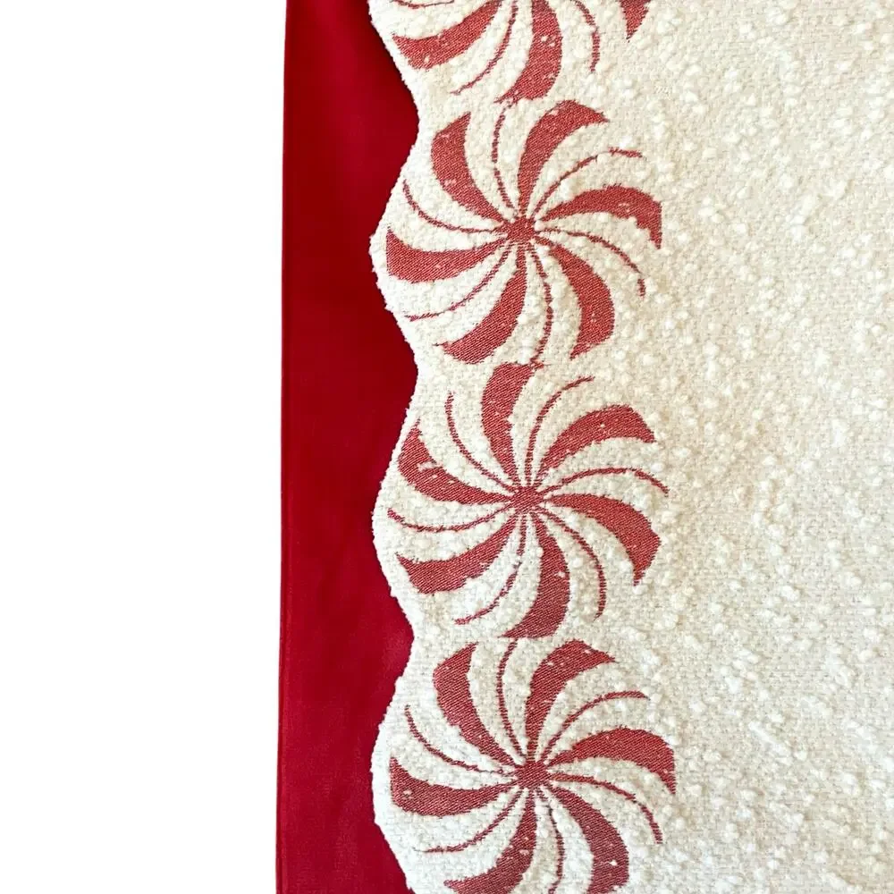 RACHEL ZOE Christmas 2pc Metallic Peppermint Border Table Runner Red White New